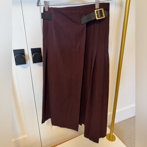 Elegant Burgundy Skirt with Belt
